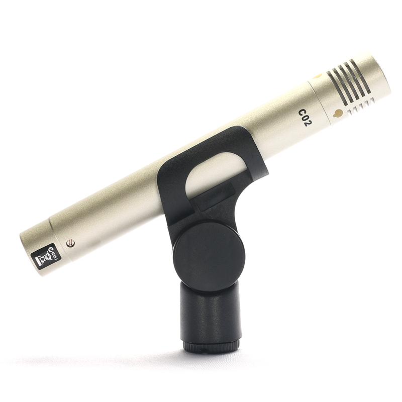 C02 Professional Condenser Small Diaphragm Instrument Recording Pencil Metal Microphone with Clip & Windscreen for Drum,Piano