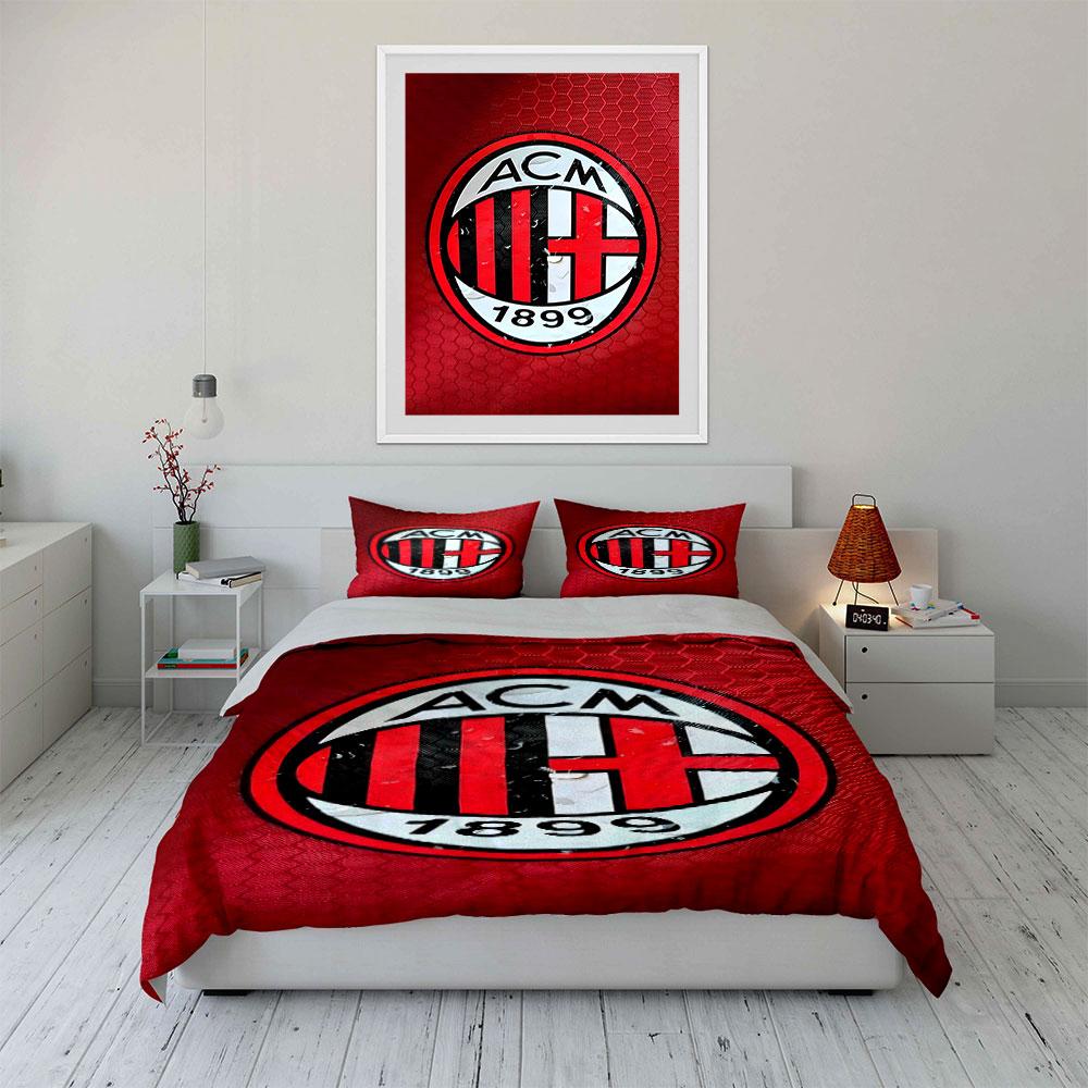 AC Milan logo pattern. Bedding sets Duvet cover sets Duvet covers Pillowcases(1*Duvet Cover 2*Pillowcases without duvet insert)