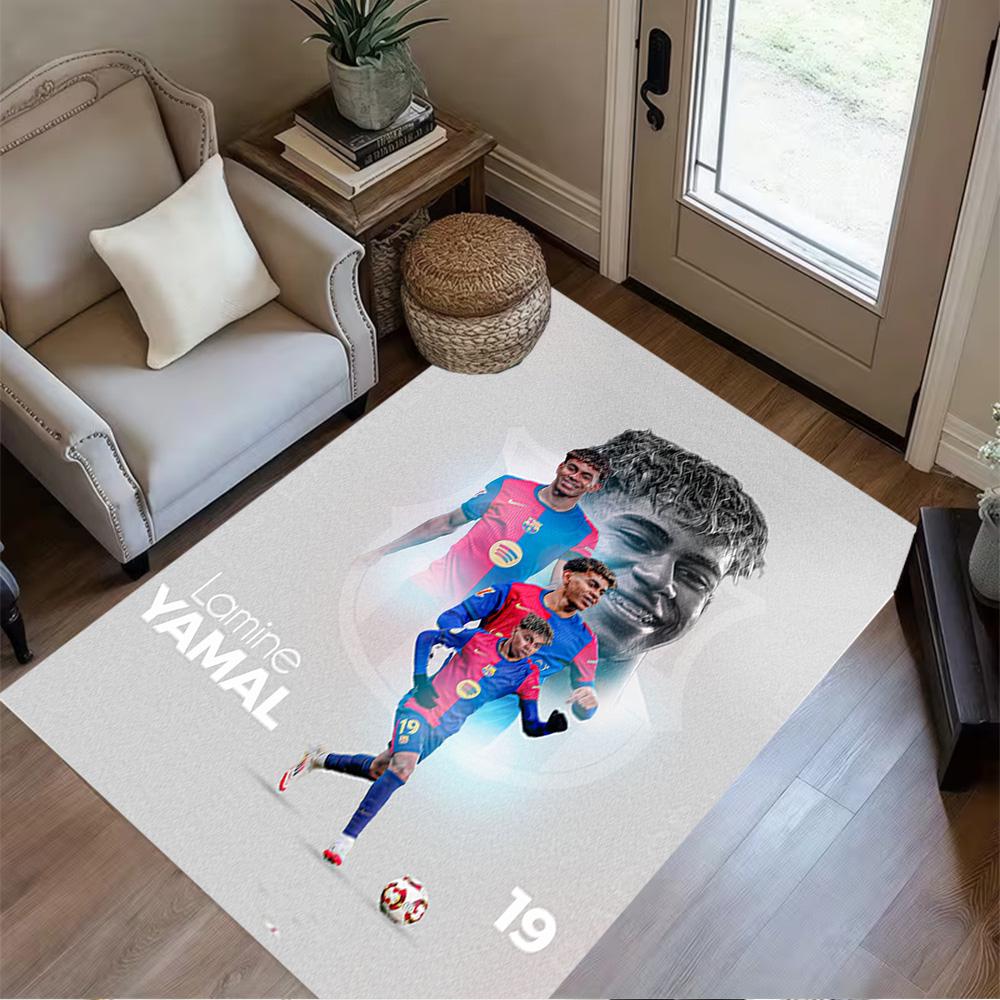 Lamine Yamal's Soccer Journey Carpet Perfect for Balcony Outdoor Dining Room Entryway Anti-slip Rug Anime Office Decor Wedding Party Gift