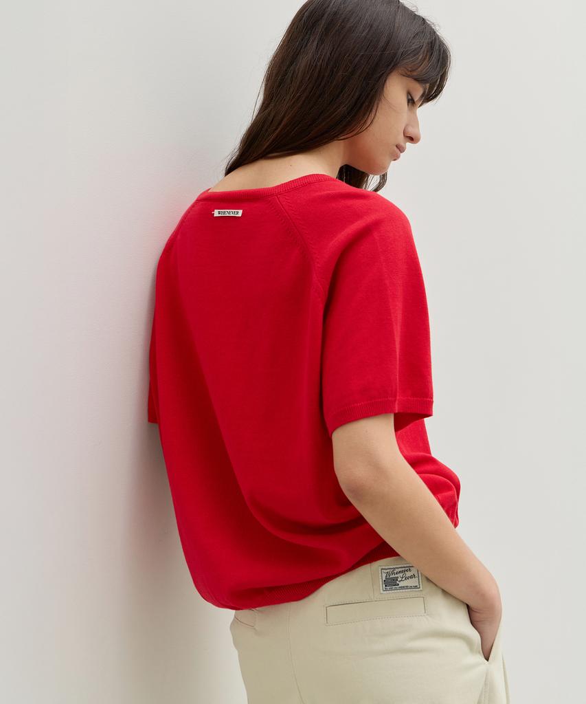 Вязаный джемпер Leuba Fresh Cotton с V-образным вырезом - Томатно-красный