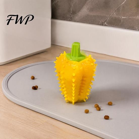 Independent Play Dog Toys Spiky Chili Chew Toy, Treat Dispenser Food Dispensing Interactive Rubber Toy for Teeth Cleaning, Mental Stimulation Cleaning