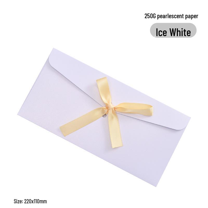 Перламутровый бант из ленты, подарочный конверт и приглашение с печатью логотипа на заказ