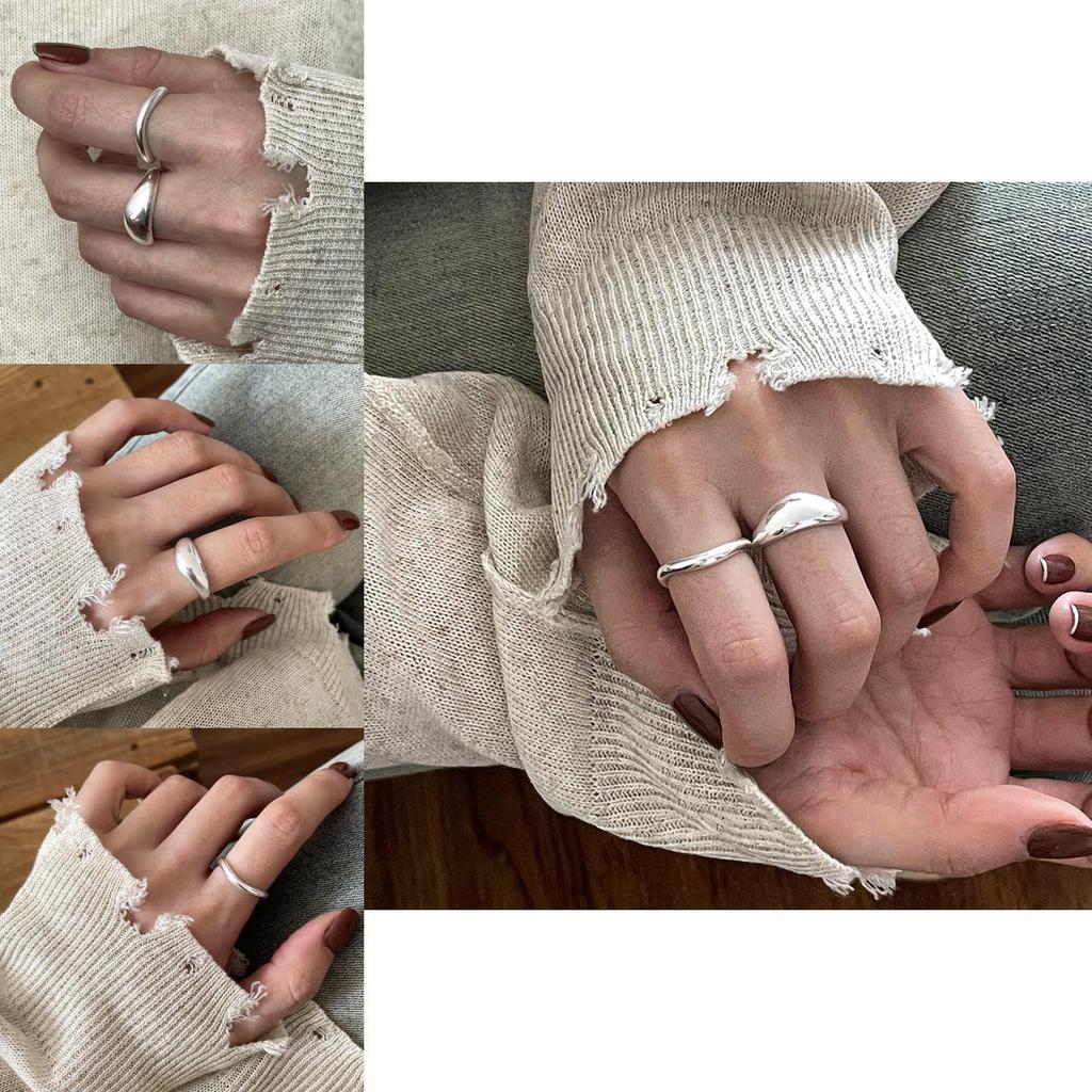 Sterling 925 Unique Silver Adjustable Ring With Irregular Lines For Women Fashionable