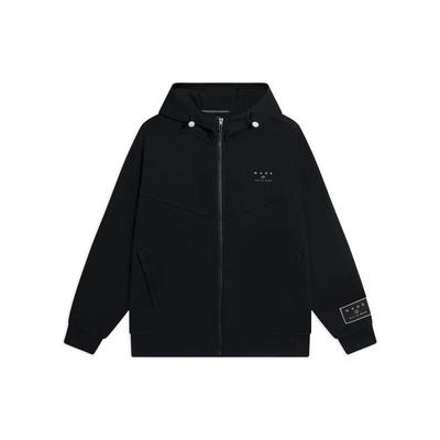 Li-Ning Баскетбольная серия, однотонная толстовка на молнии с принтом, мужские топы с длинными рукавами, черный AWDSC43-1