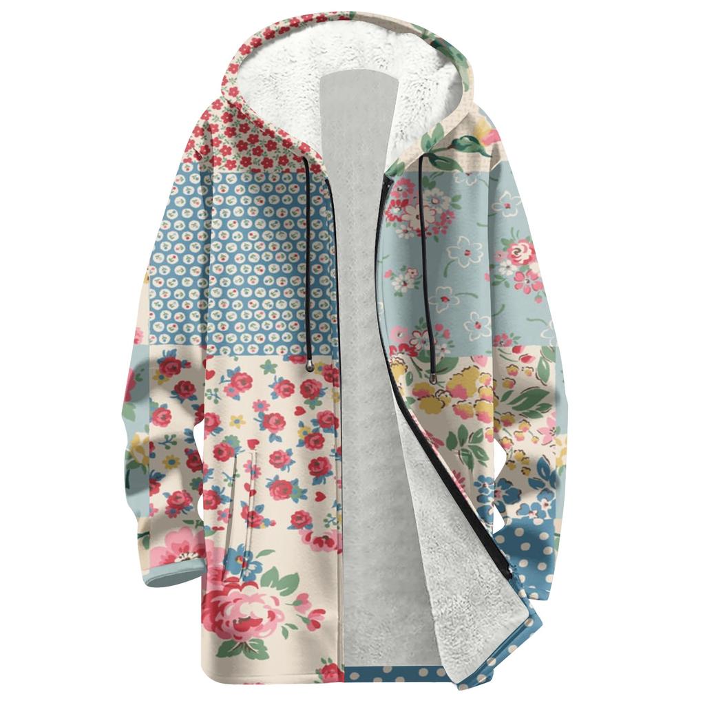 Женская модная флисовая куртка-худи свободного кроя на молнии с градиентным принтом