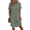 Fashion Women's Summer Casual Short Sleeve V-Neck Button Dress