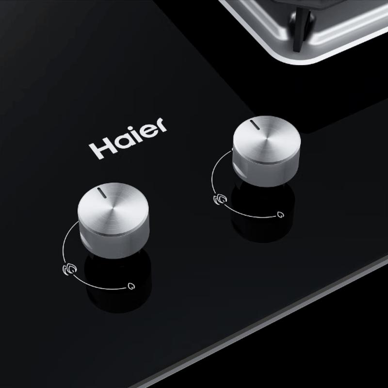 HAIER Газовая плита с двойной конфоркой 5,2 кВт, закаленное стекло, штепсель CN (адаптер в комплекте)