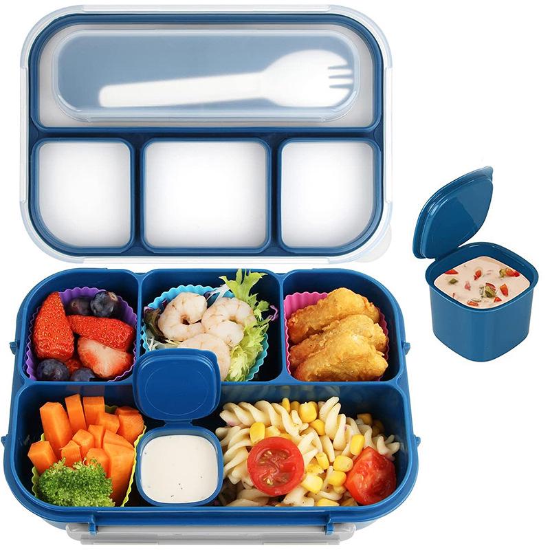 16-Piece Plastic Bento Lunch Box Set for Students with Microwave-Safe Compartments and Fruit Picks