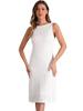 Allegra K Women's Sleeveless Sheath Dress with Boat Neck, Elegant Office Dress, White, Size M