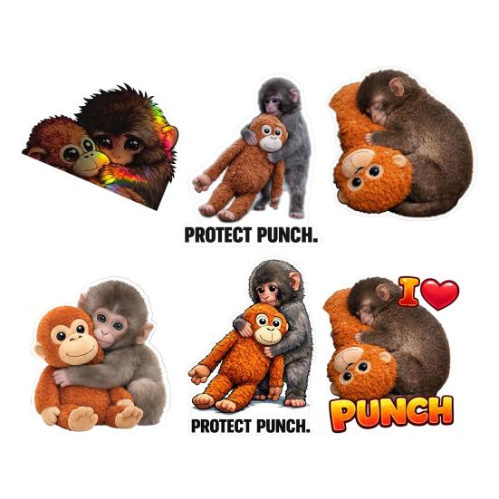 Защитные наклейки 'Punch The Monkey' для автомобиля, ноутбука. Милая обезьянка, держащая плюшевую игрушку. Виниловые наклейки. Легко наклеивать/снимать. Веселый декор для детской комнаты
