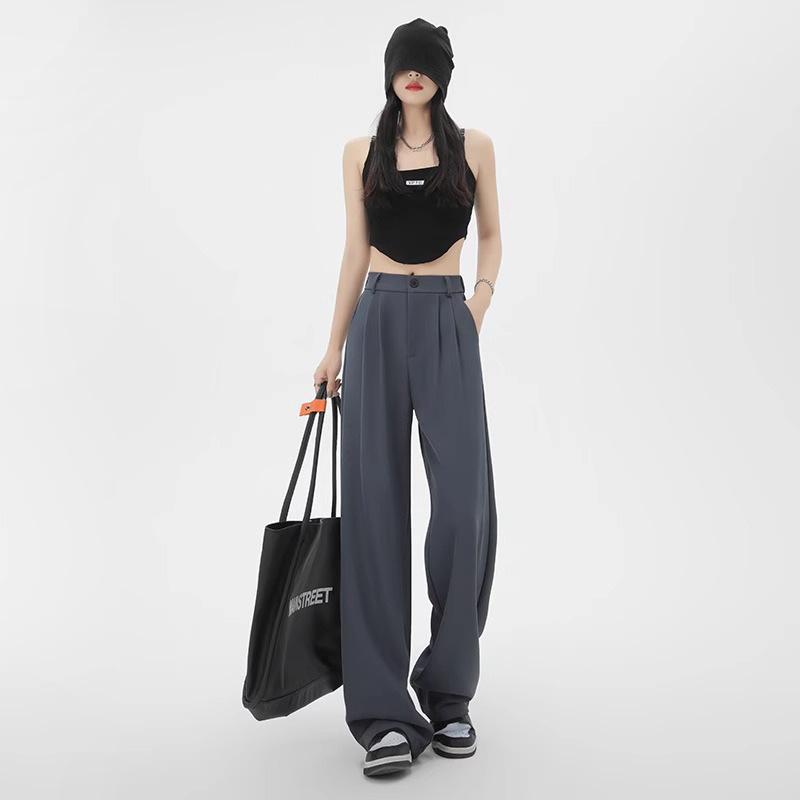 Костюм повседневные брюки женские с высокой талией драпированные прямые узкие широкие брюки