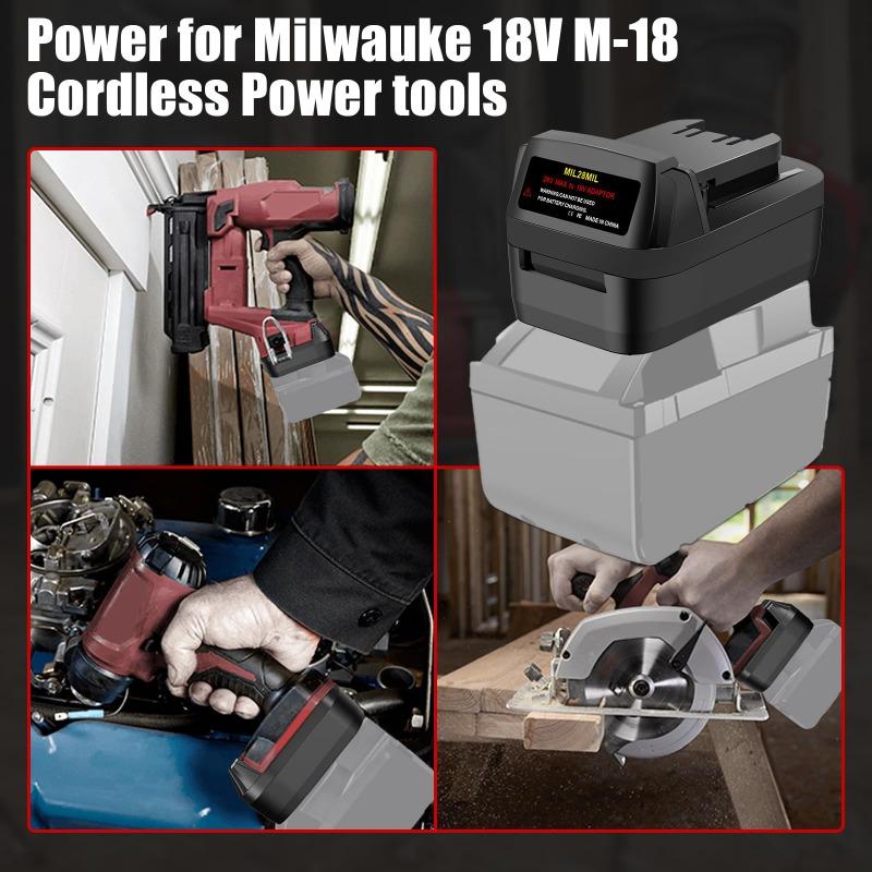 Адаптер батареи MIL28MIL для литий-ионных аккумуляторов Milwaukee M28 V28, преобразующий в питание для электроинструментов Milwaukee M-18 18V