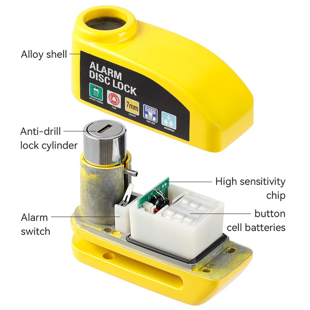 Безопасность Противоугонный велосипедный мотоциклетный дисковый тормозной замок с сигнализацией Алюминиевый сплав Безопасность Велосипедные замки для электровелосипеда скутера