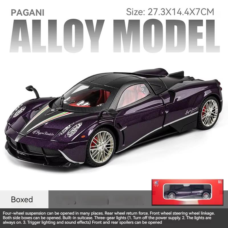 1/18 Pagani Alloy Sports Car Model Diecast Metal Racing Car Model Simulation Sound and Light Pull Back Children's Toy Boys Collection Decorations Gift