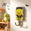 Wooden Holiday Organizer Halloween Wall Hook, Crow Mummy Skull Key Holder for Entryway, Party Home Decor Cute Spooky Coat Hat Rack with Metal