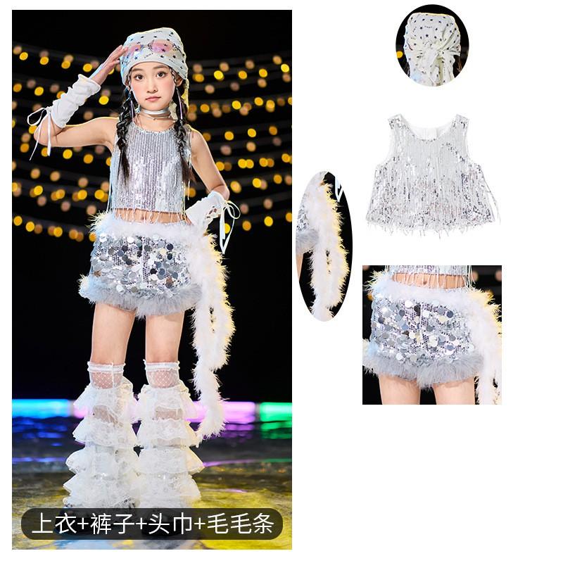 Girls Hip Hop Dance Outfit Jazz Performance Set Kids Cool Streetwear Stage Show