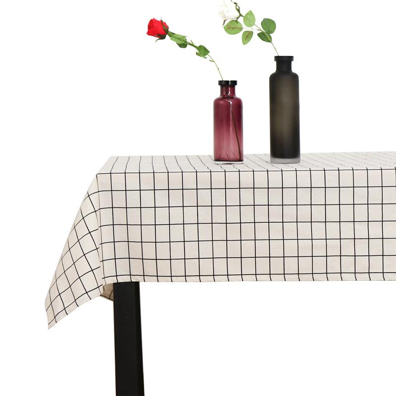 Cotton And Linen Tablecloth Solid Color Printed Plaid Coffee Table Tablecloth Rectangular Dining Table Mat Non-Slip Table Mat Minimalist