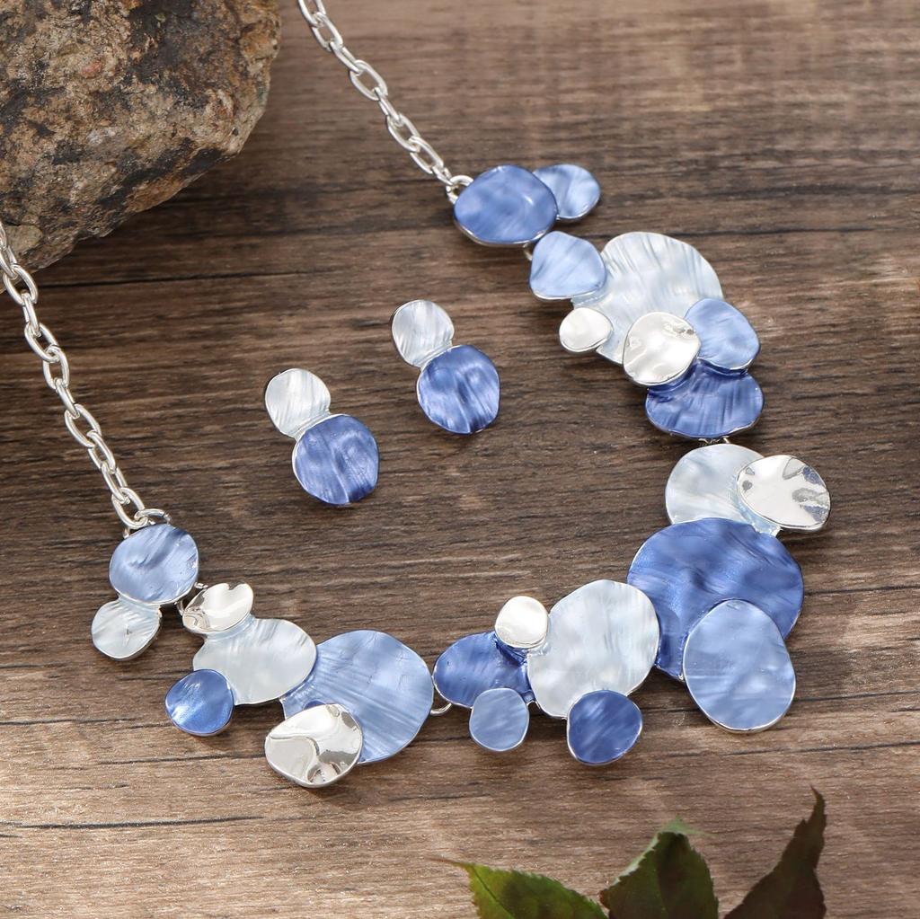 Цветная живопись маслом геометрический овальный набор серег-пуссет и ожерелья, женские универсальные серьги-цепочки с высоким чувством стиля