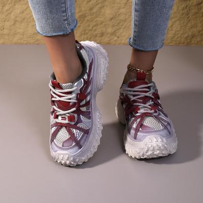 Новая женская винтажная обувь, модная и универсальная, летние спортивные кроссовки на толстой подошве на шнуровке, дышащие