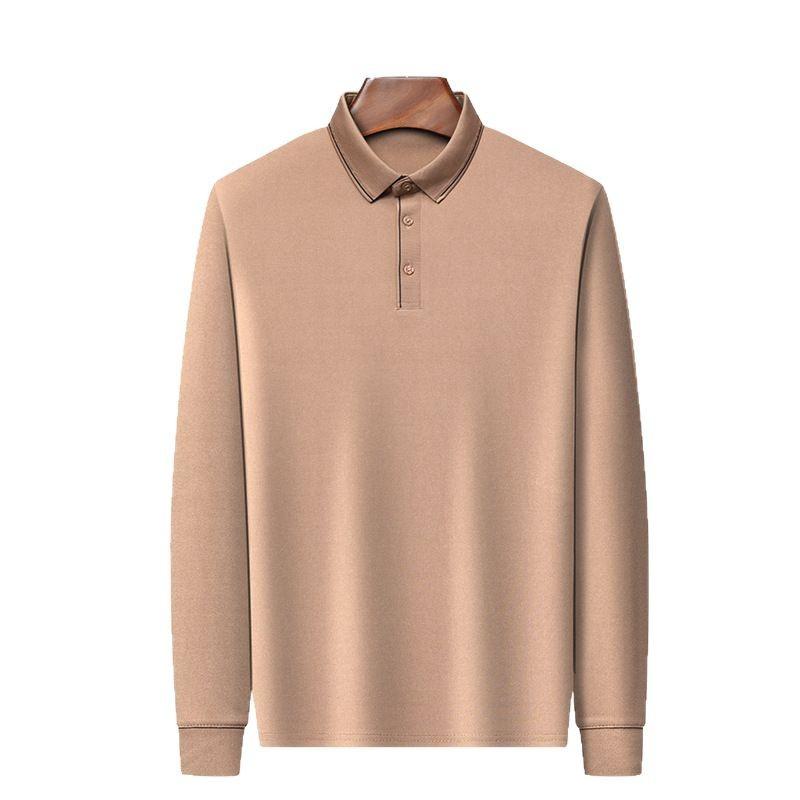 Father's Wear Мужская футболка поло с длинным рукавом средней длины с лацканами