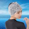 Женская шапочка для плавания с кружевным цветком, водонепроницаемое покрытие из искусственной кожи, шапка для бассейна, защита длинных волос, уши, аксессуары для плавания