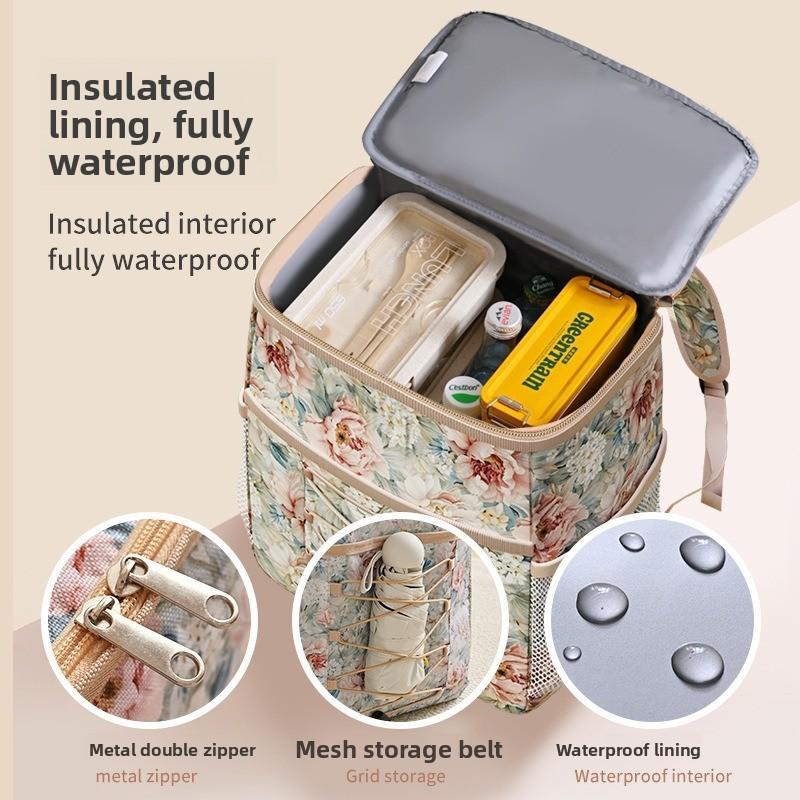 Oxford Cloth Picnic Backpack With Insulated Waterproof Cooler For Outdoor Camping And Hiking
