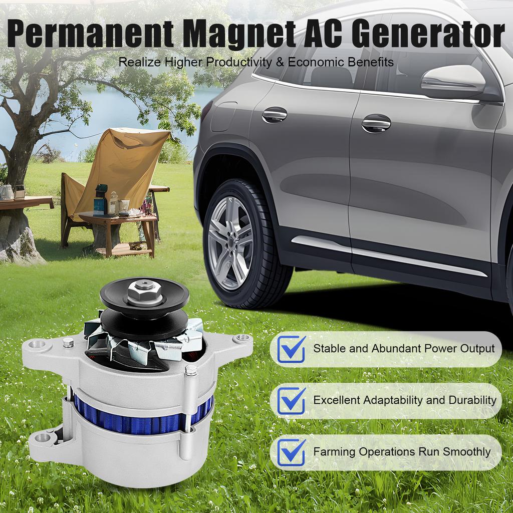 1200W Permanent Magnet AC Generator, 12V-14V Pure Copper Motor for Agricultural Vehicles, Tractors, Battery Charging & LED Light