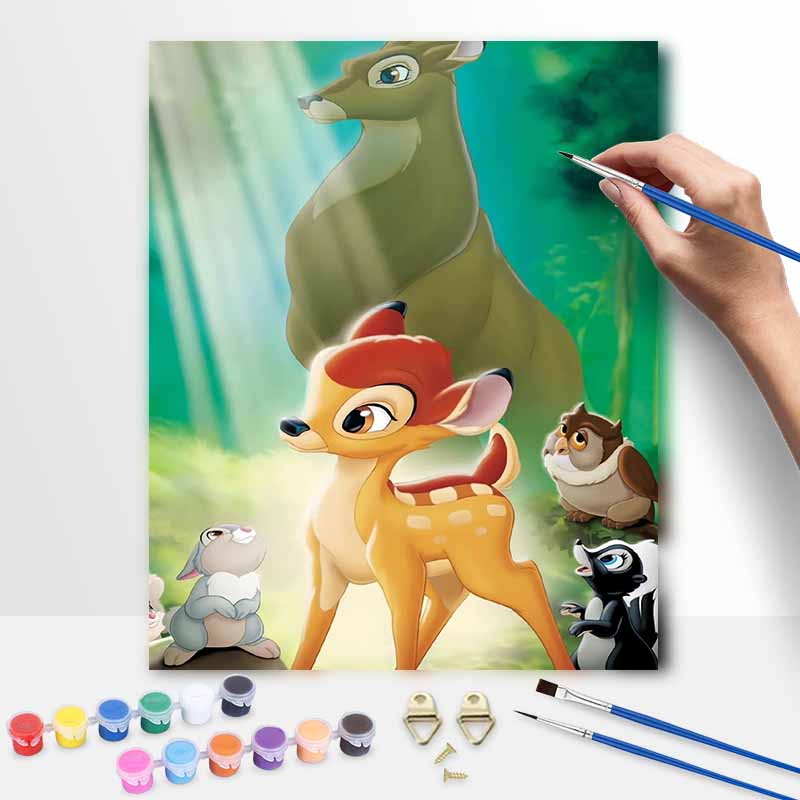 Disney Набор для масляной живописи с олененком Бэмби, лесной пейзаж, цифровое искусство, ручная работа, DIY, украшения для дома и комнаты