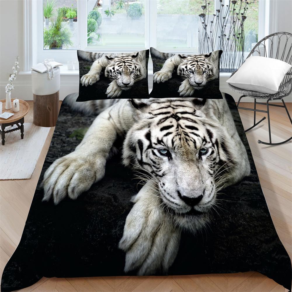 3D Tiger Printing Duvet Cover Set Luxury Bedding Cover Suit Children Teens Single Size Microfiber Comforter Cover Suit
