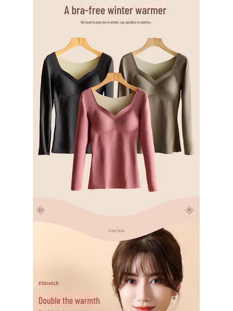 Женская термопижама из бархата с длинными рукавами и встроенной нагрудной подкладкой