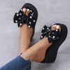 Fashion Women Shoes 2024 Summer Platform Women's Bowknot Sandals Casual Slope Heel Slippers Thick Bottom Open Toe Outdoor Beach Shoes