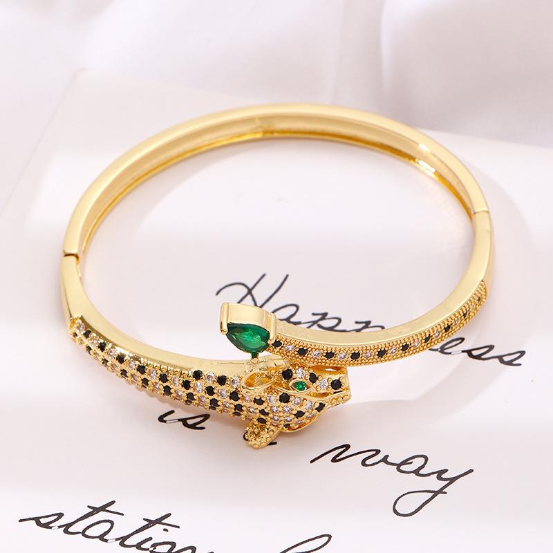 Новый европейский и американский персонализированный хип-хоп браслет с микроинкрустацией цирконами в виде головы леопарда, сохраняющий цвет, модный