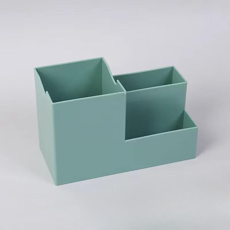 Solid Color Simple Stationery Pen Holder Desktop Storage Box Phone Holder Miscellaneous Compartment Large Capacity Office Supply