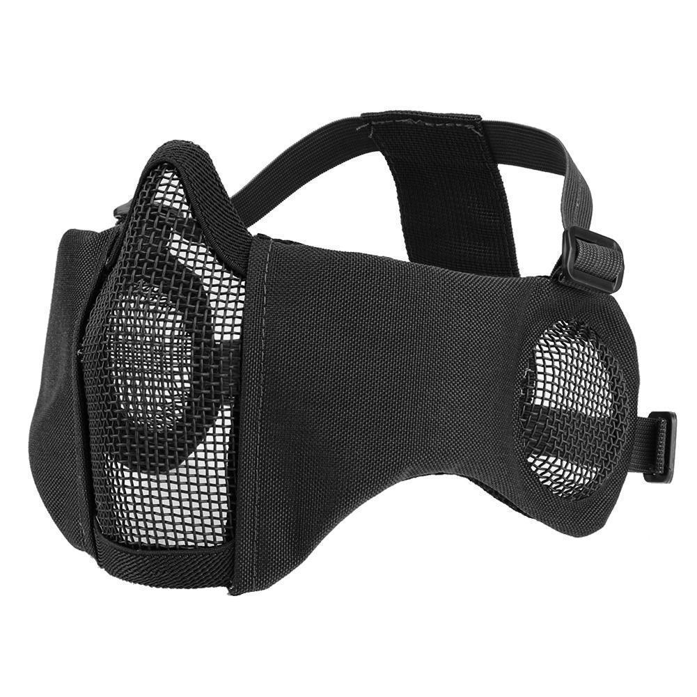 Тактическая полумаска-череп с защитой ушей и рта из проволочной сетки для езды на открытом воздухе и стрельбы