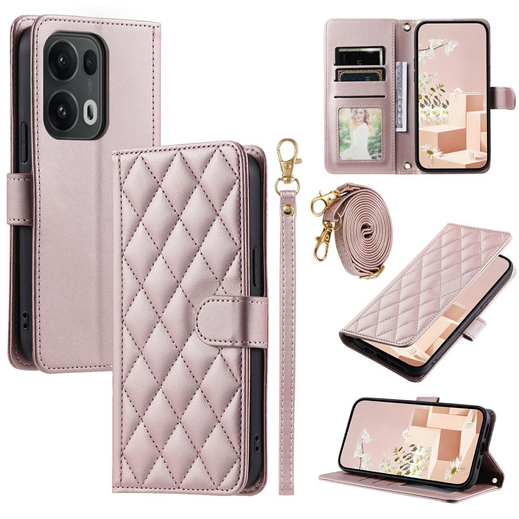 For Oppo Reno13 Pro 5G Wallet Case Rhombus Grid PU Leather Phone Cover