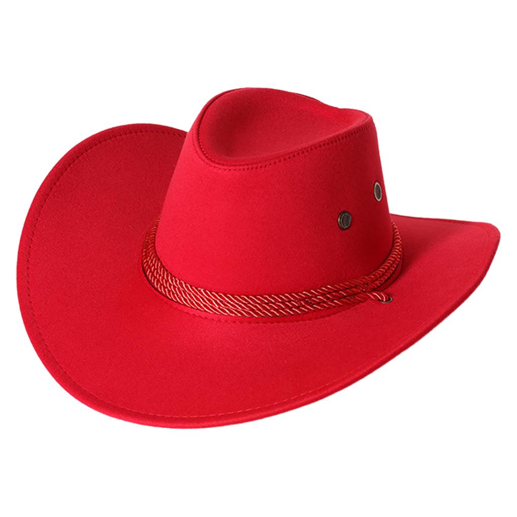 Men's Classic Cowboy Hat Western Cowboy Hat Outdoor Sun Hat Adjustable Drawstring Felt Hat