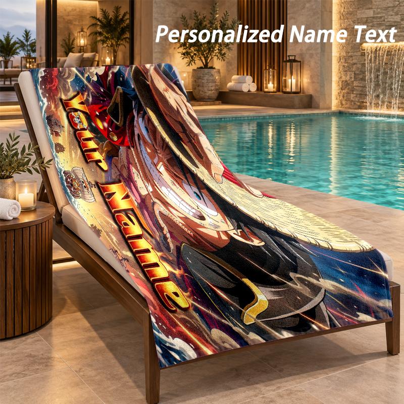 One Piece Custom Name Beach Towel Large Soft Towel for Indoor Bathroom Outdoor Beach