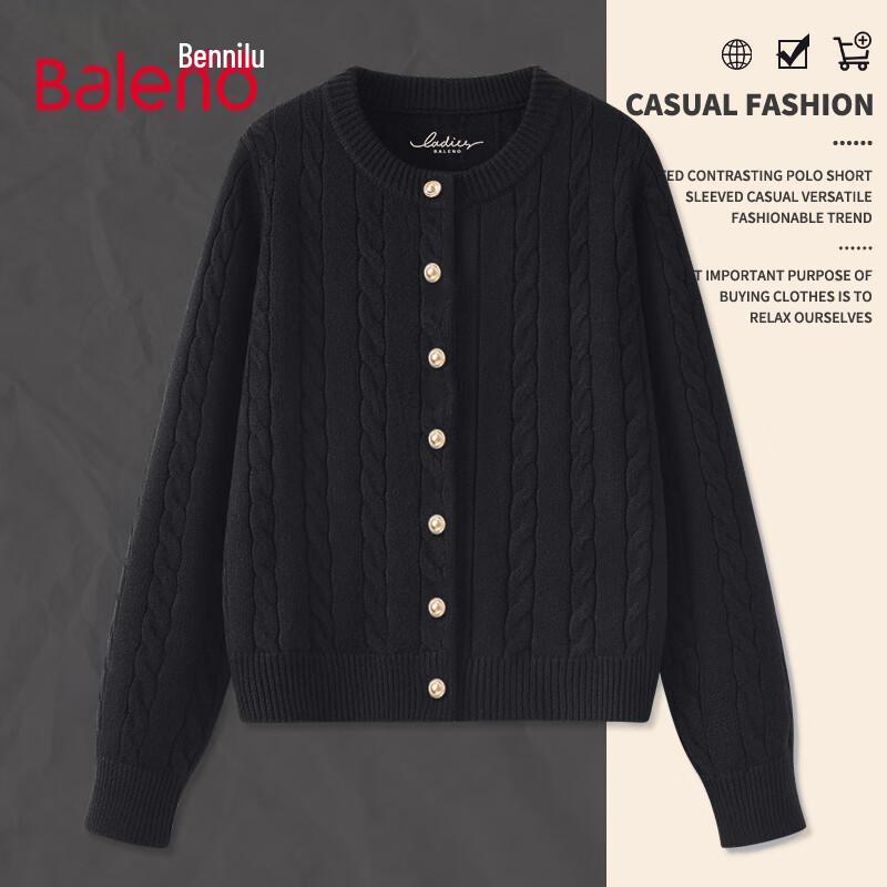 Baleno Women's V-Neck Cable Knit Cardigan