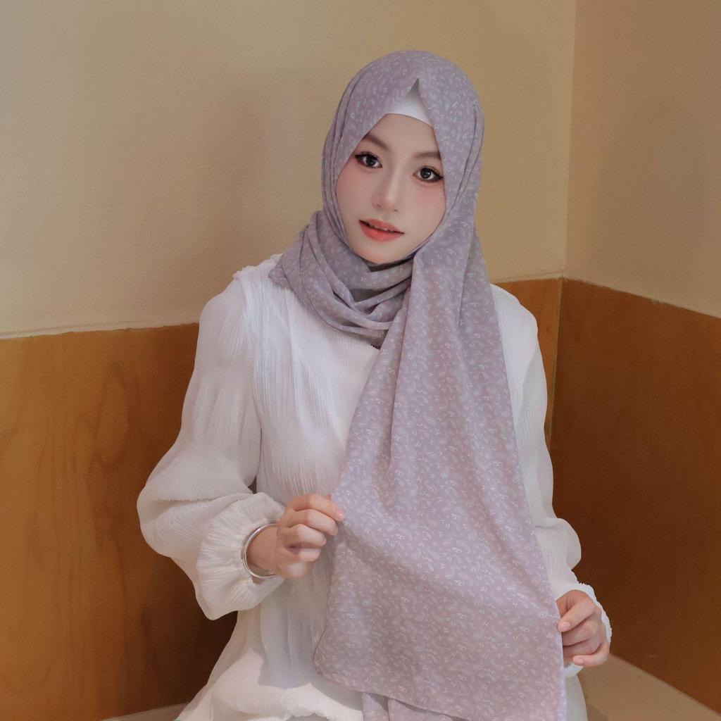 Spring/Summer 2025 Floral Chiffon Scarf Shawl for Sun Protection