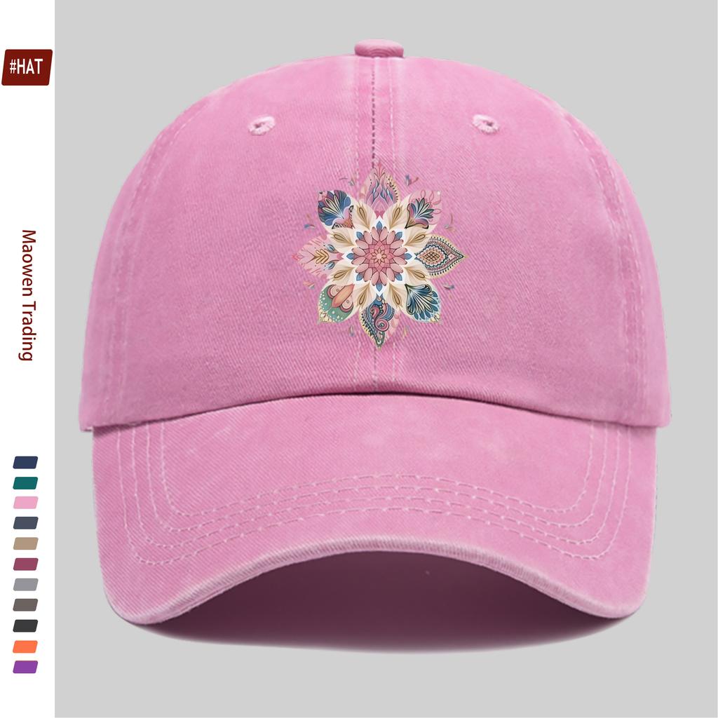 pc pcs for Men Womens Vintage Mandala Floral Trucker Cap Adjustable Snapback Baseball Hat with ShortSleeve Mandala Print