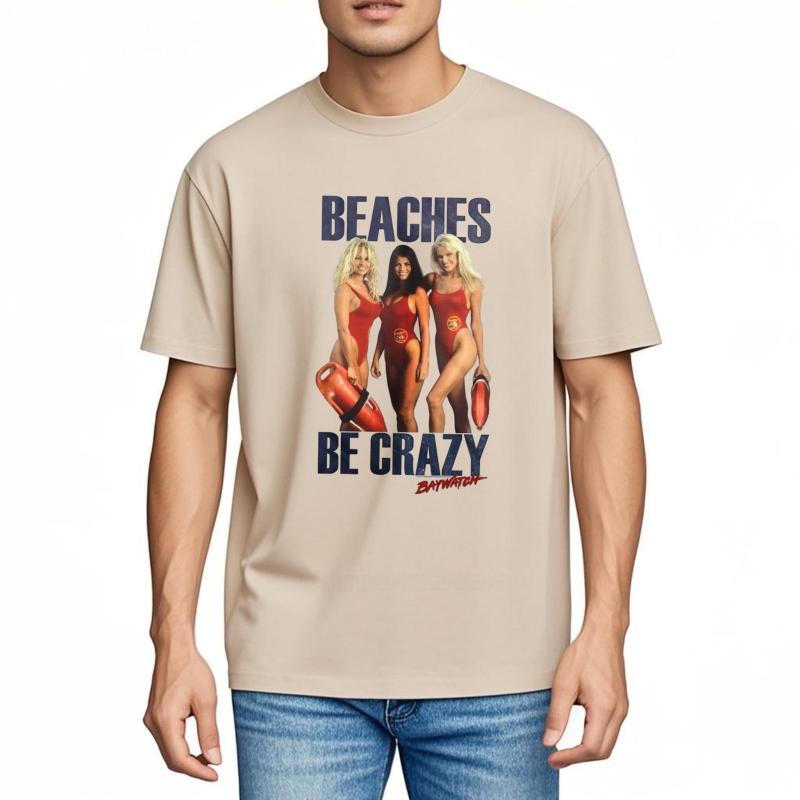 BAYWATCH Mens Classic Tshirt TShirt WHITE BEACHES Cool Casual Pride Tee Shirt Unisex New Fashion Tshirt Tops Euro Size