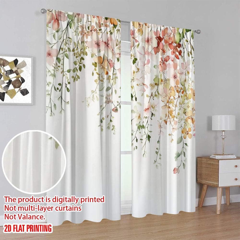 2 шт., 2D плоская печать Популярные шторные панели Цветочный каскад Универсальные 100% полиэстер (без стержня) Украшения для дома для