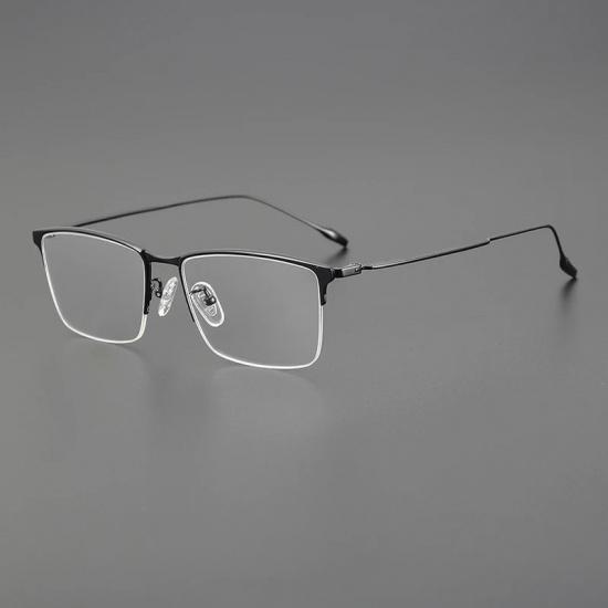 Korea Simple Style Pure Titanium Half Square Glasses Frame For Men Fashion Ultralight Eyeglasses Brand Designer Eyewear