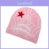 Gothic Style Knit Cap Featuring Spider Web Design For Casual Wear