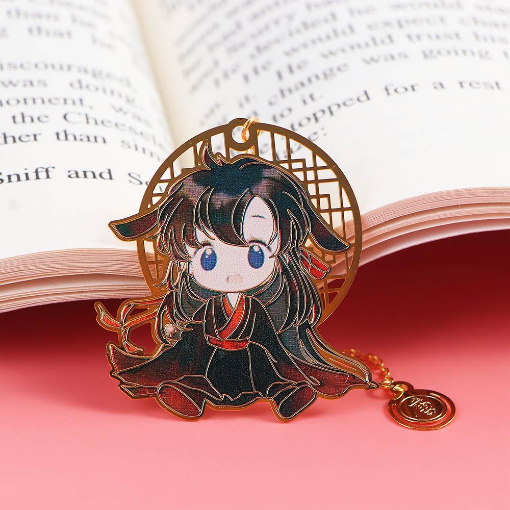 Hollow Pagination Mark Xie Lian Pendant Metal Tian Guan Ci Fu Book Markers Stationery Bookmark