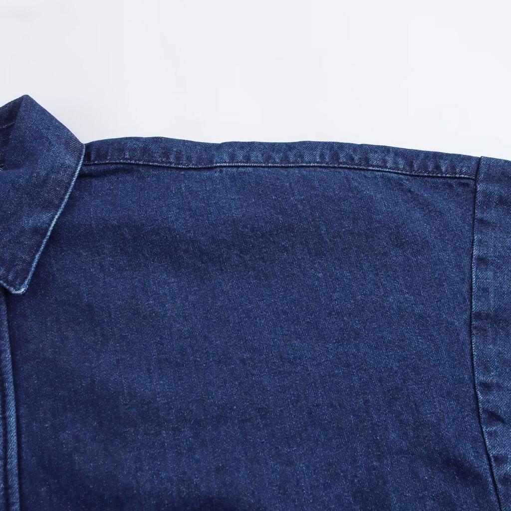 Women's Spring 2025 POLO Collar Denim Belted Lapel Dress