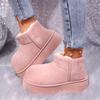 Fashion Sweet Pink Faux Suede Snow Boots Women Winter Warm Short Plush Ankle Boots Woman Korean Non Slip Platform Booties Female