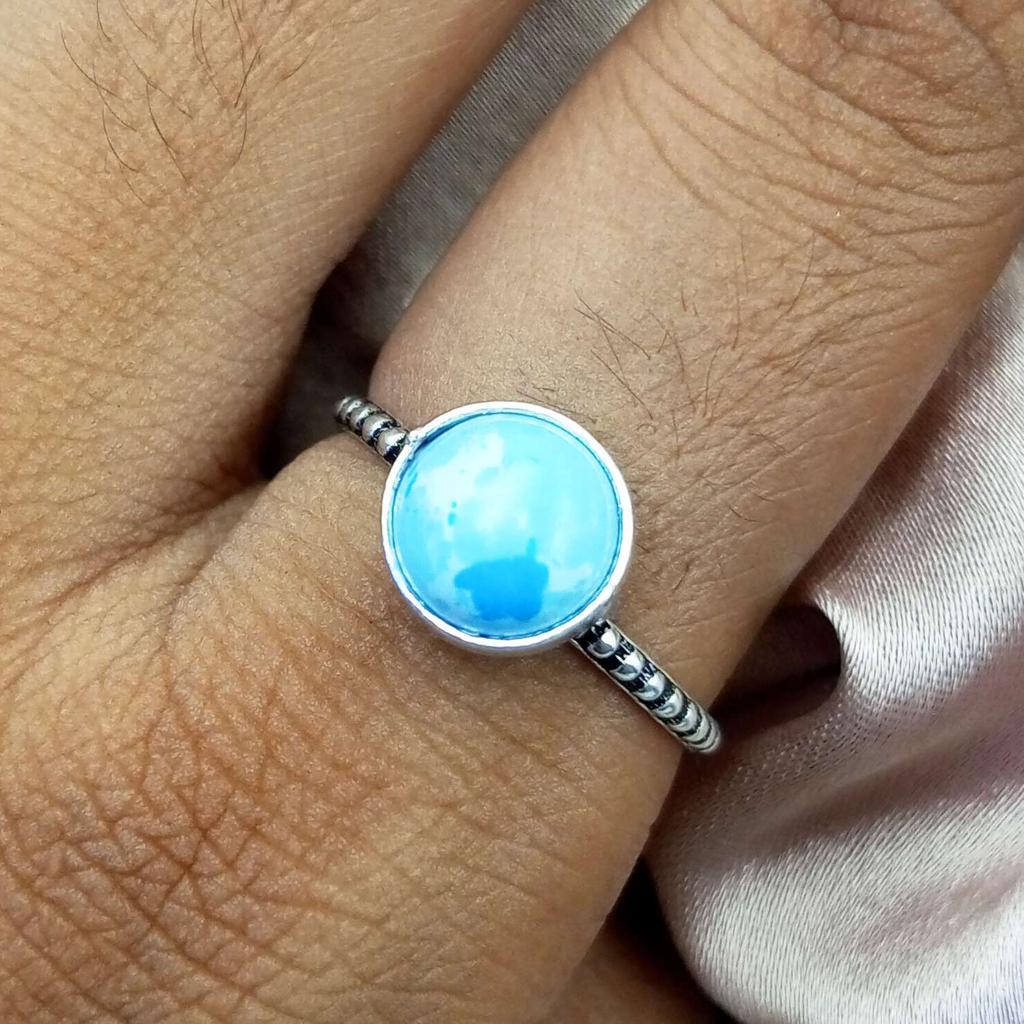 Ларимар Драгоценный камень Стерлингового серебра 925 пробы с покрытием ювелирные изделия ручной работы PQY-IJ18881