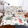 Cartoon Animal Pattern Bedding Set Dinosaur Print Quilt Cover Pillowcase Kid Teenager Single Bed Bedding Gift