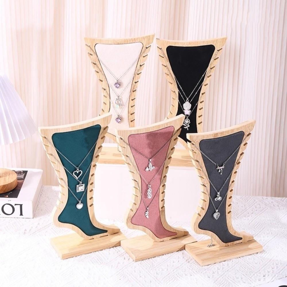 Foot Shaped Velvet Wooden Board Holder Storage Jewelry Hanging Stand Necklace Display Stand  Store